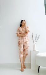 Đồ bộ mặc nhà, đồ ngủ, Pijama nữ Lụa TNQL Satino cổ Y - Jandi Orange