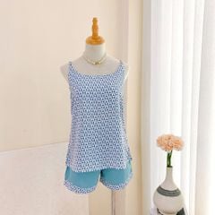 Đồ mặc nhà, đồ ngủ, Pijama nữ Lụa 2 dây Satino - Posa Blue