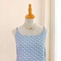 Đồ mặc nhà, đồ ngủ, Pijama nữ Lụa 2 dây Satino - Posa Blue
