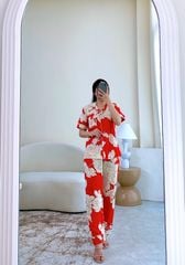Đồ bộ mặc nhà, đồ ngủ, Pijama nữ Lụa TNQD Satino - Mercy Red