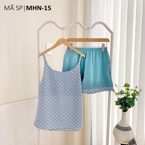 Đồ mặc nhà, đồ ngủ, Pijama nữ Lụa 2 dây Satino - Posa Blue