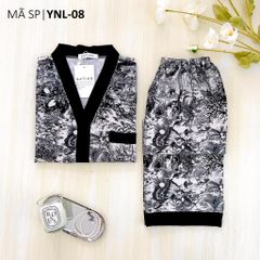 Đồ bộ mặc nhà, đồ ngủ, Pijama nữ Lụa TNQL Satino cổ Y - Hailey Black