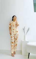 Đồ bộ mặc nhà, đồ ngủ, Pijama nữ Lụa TNQD Satino cổ Y - Mira Cream