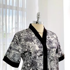 Đồ bộ mặc nhà, đồ ngủ, Pijama nữ Lụa TNQL Satino cổ Y - Hailey Black