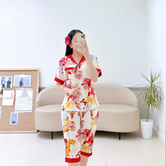 Pijama lụa mango mềm mại, không nhăn Satino TNQL - Abby Red