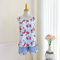 Đồ mặc nhà, đồ ngủ, Pijama nữ Lụa 2 dây Satino - Rose Blue Gray