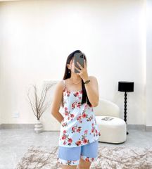 Đồ mặc nhà, đồ ngủ, Pijama nữ Lụa 2 dây Satino - Rose Blue Gray