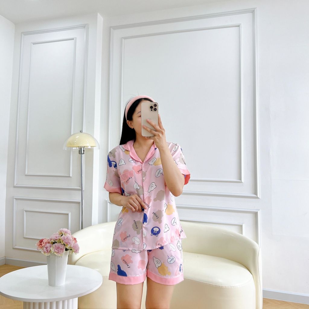 Đồ pijama nữ lụa mango TNQN Satino - Jurin Pink