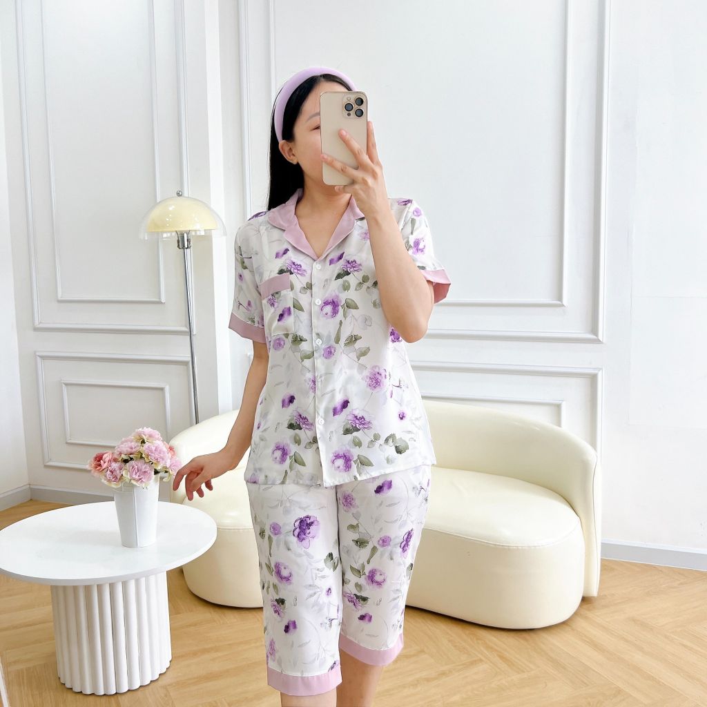 Đồ pijama nữ lụa mango TNQL Satino - Brexa Lilac