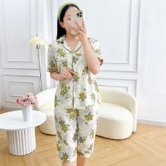 Đồ pijama nữ lụa mango TNQL Satino cổ nhọn - Moria Cream