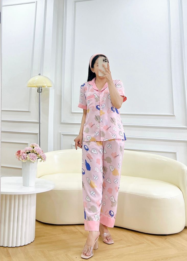Đồ pijama nữ lụa mango TNQD Satino - Jurin Pink