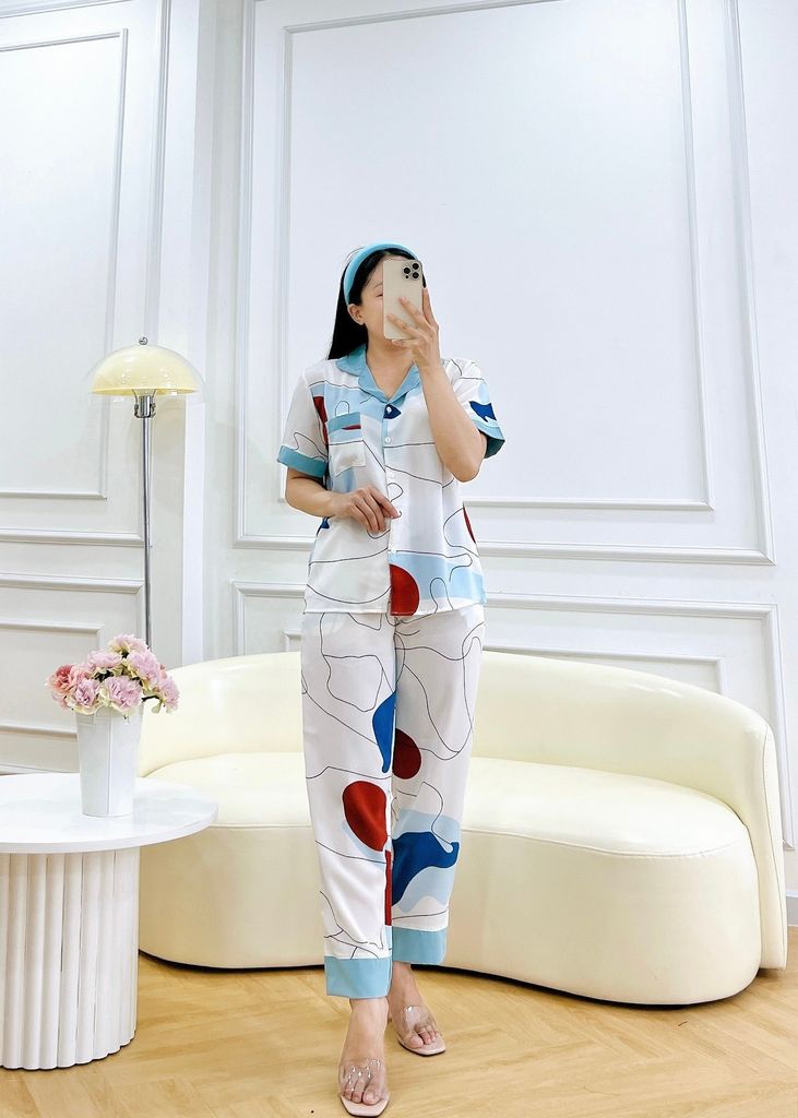 Đồ pijama nữ lụa mango TNQD Satino - Jolin Blue