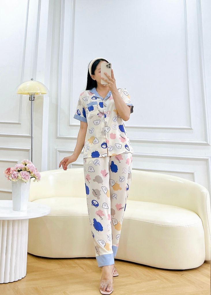 Đồ pijama nữ lụa mango TNQD Satino - Jurin Blue