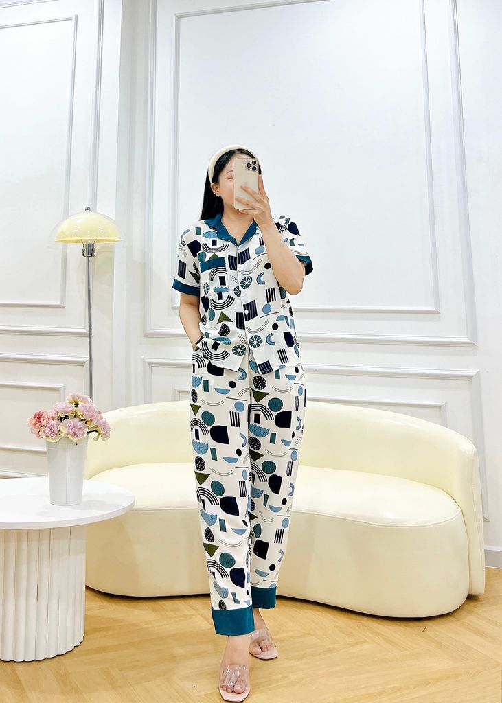 Đồ pijama nữ lụa mango TNQD Satino - Maya Mallard Green