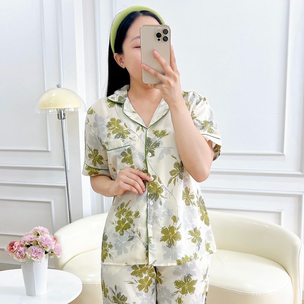 Đồ pijama nữ lụa mango TNQN Satino - Moria Cream