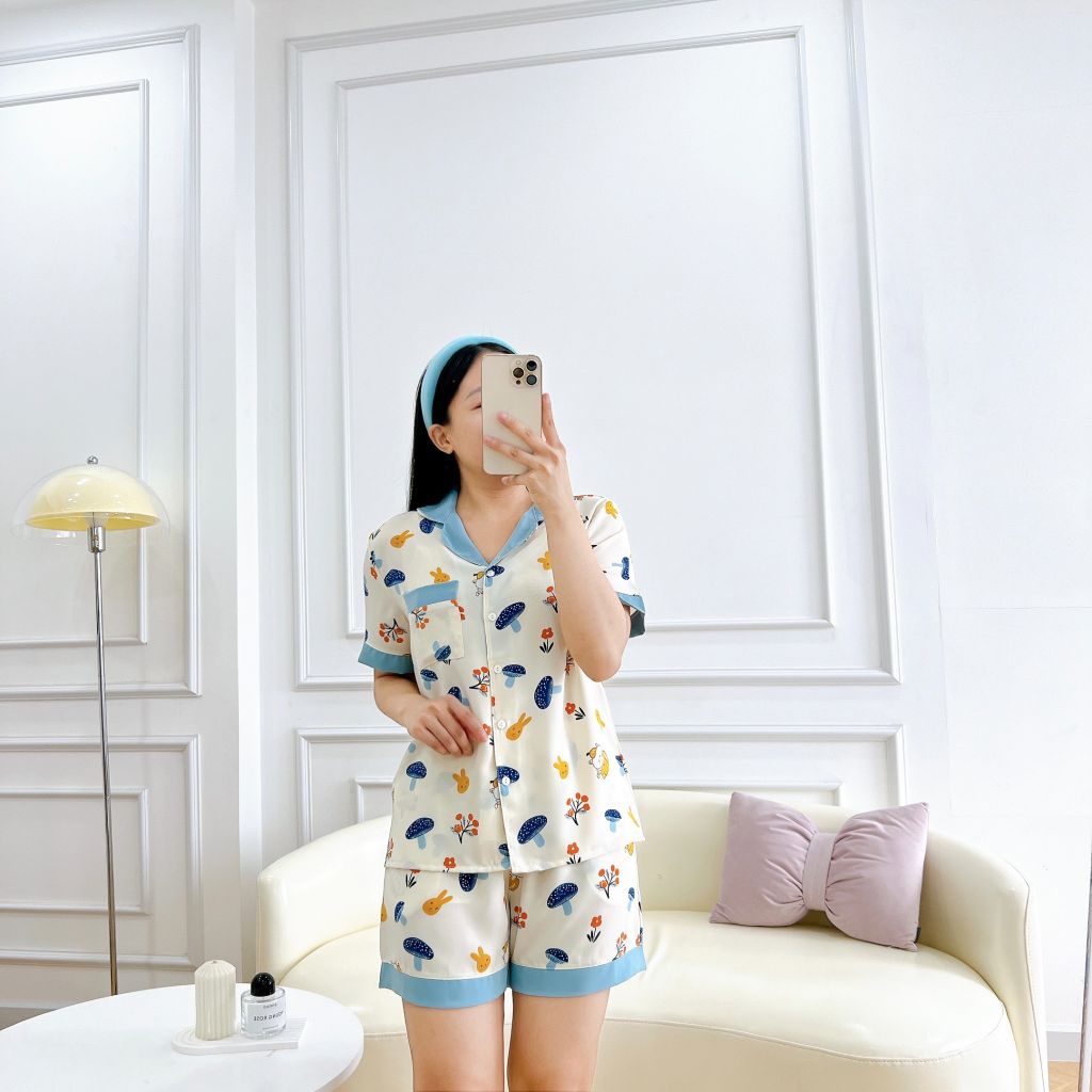 Pijama lụa mango mềm mại, không nhăn Satino TNQN - Anita Cream