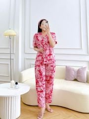 Đồ pijama nữ lụa mango TNQD Satino cổ nhọn - Toile Pink