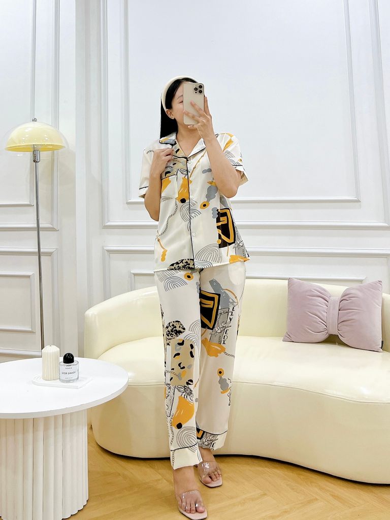 Đồ pijama nữ lụa mango TNQD Satino cổ nhọn - Bina Cream