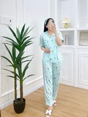 Pijama Lụa latin mềm mại, sang trọng Satino TNQD - Fleur Mint