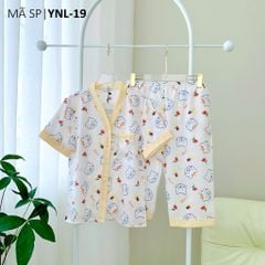 Đồ bộ mặc nhà, đồ ngủ, Pijama nữ Lụa TNQL Satino cổ Y - Bear Cream