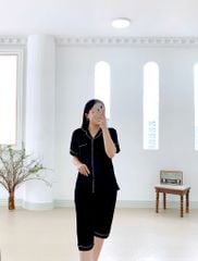 Đồ bộ mặc nhà, đồ ngủ, Pijama nữ Lụa màu trơn TNQL Satino - Black