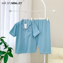 Đồ bộ mặc nhà, đồ ngủ, Pijama nữ Lụa màu trơn TNQL Satino - Blue