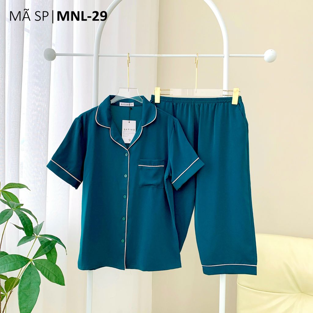 Đồ bộ mặc nhà, đồ ngủ, Pijama nữ Lụa màu trơn TNQL Satino - Mallard Green