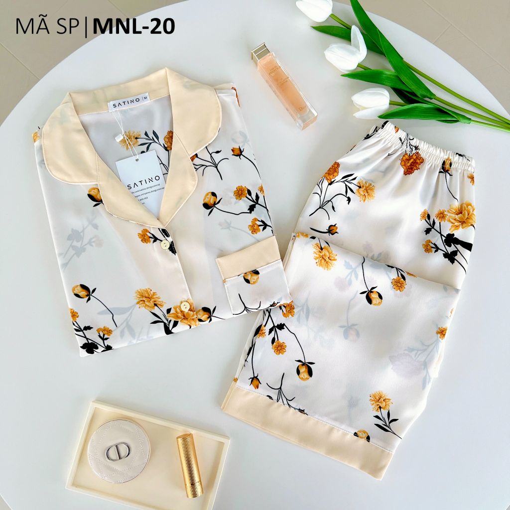 Đồ bộ mặc nhà, đồ ngủ, Pijama nữ Lụa TNQL Satino - Grace Cream