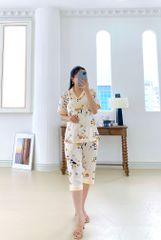 Đồ bộ mặc nhà, đồ ngủ, Pijama nữ Lụa TNQL Satino - Grace Cream