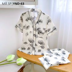Pijama lụa mango mềm mại, không nhăn Satino TNQD cổ Y - Della White