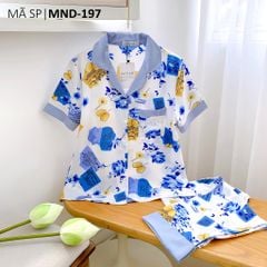Pijama lụa mango mềm mại, không nhăn Satino TNQD - Monie Blue Gray