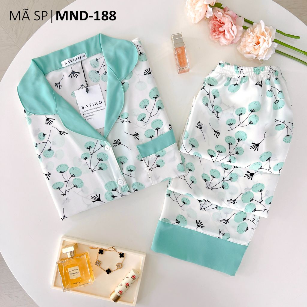 Pijama lụa mango mềm mại, không nhăn Satino TNQD - Dande Mint