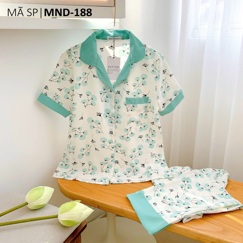 Pijama lụa mango mềm mại, không nhăn Satino TNQD - Dande Mint