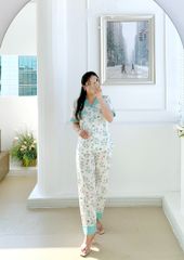 Pijama lụa mango mềm mại, không nhăn Satino TNQD - Dande Mint