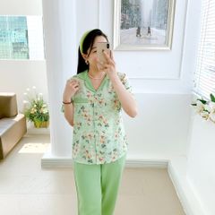 Pijama lụa mango mềm mại, không nhăn Satino TNQD - Hemi Olive