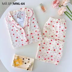 Pijama lụa mango mềm mại, không nhăn Satino TNQL - Polka Pink