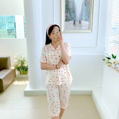 Pijama lụa mango mềm mại, không nhăn Satino TNQL - Polka Pink