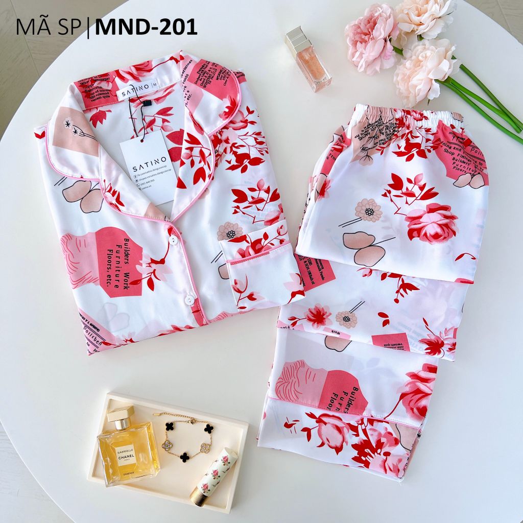 Pijama lụa mango mềm mại, không nhăn Satino TNQD - Monie Pink