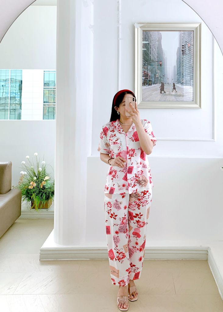Pijama lụa mango mềm mại, không nhăn Satino TNQD - Monie Pink