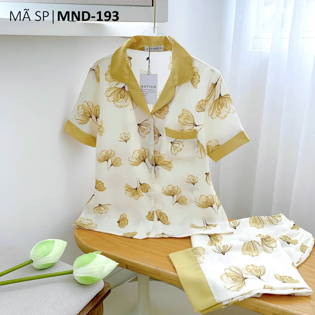 Pijama lụa mango mềm mại, không nhăn Satino TNQD - Della Yellow