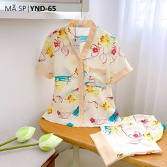 Pijama lụa mango mềm mại, không nhăn Satino TNQD cổ Y - Maysi Cream