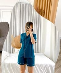 Đồ bộ mặc nhà, đồ ngủ, Pijama nữ Lụa TNQN màu trơn Satino - Mallard Green