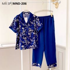 Pijama lụa mango mềm mại, không nhăn Satino TNQD - Mossa Dark Blue