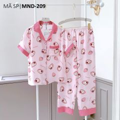 Pijama lụa mango mềm mại, không nhăn Satino TNQD - Neko Pink