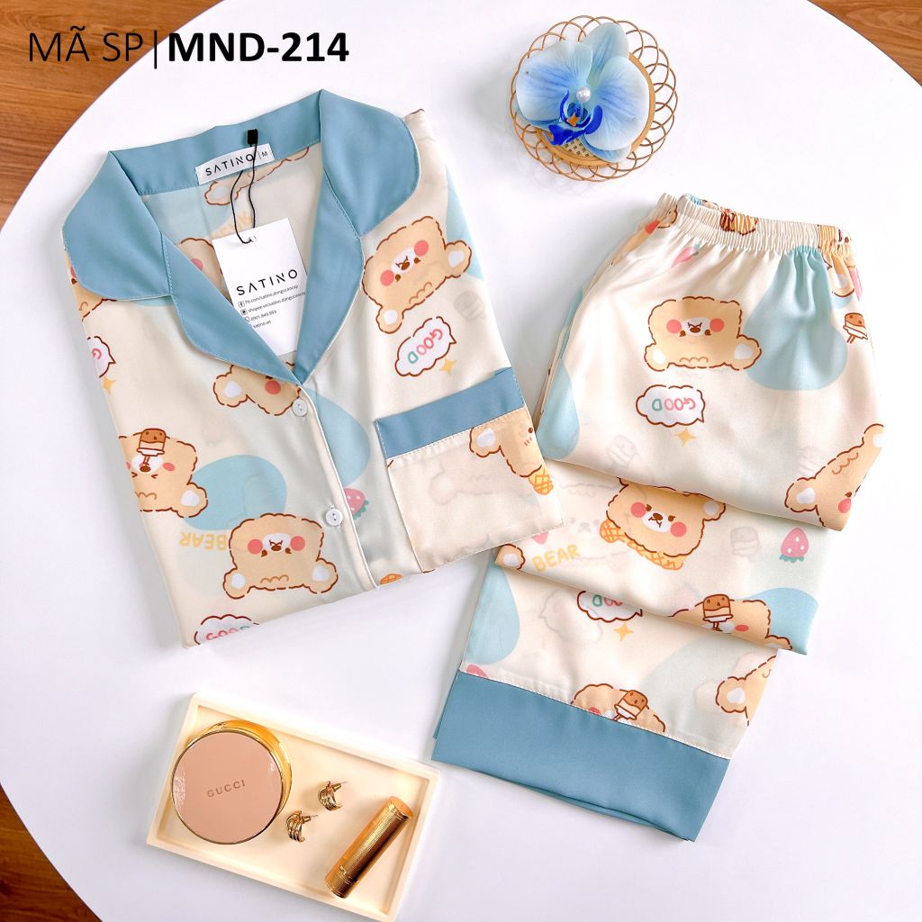 Pijama lụa mango mềm mại, không nhăn Satino TNQD - Honey Blue