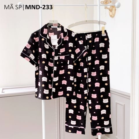 Pijama lụa mango mềm mại, không nhăn Satino TNQD - Mochi Black