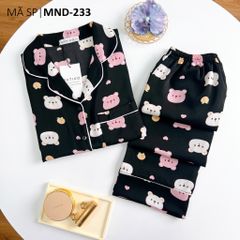 Pijama lụa mango mềm mại, không nhăn Satino TNQD - Mochi Black