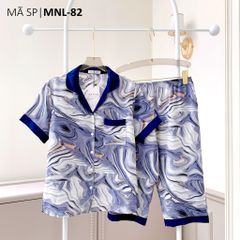 Pijama lụa mango mềm mại, không nhăn Satino TNQL - Zenda Dark Blue