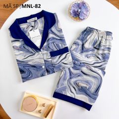 Pijama lụa mango mềm mại, không nhăn Satino TNQL - Zenda Dark Blue