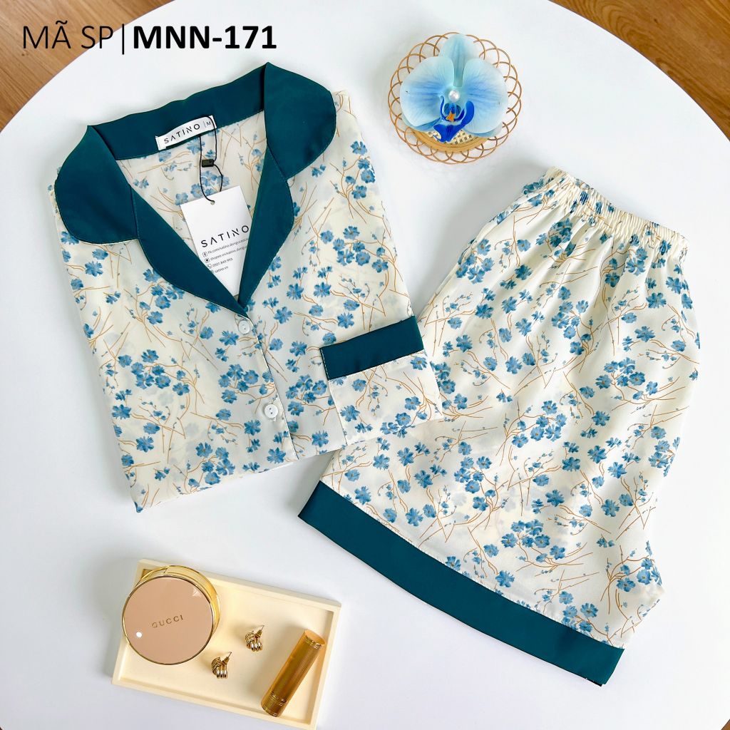 Pijama lụa mango mềm mại, không nhăn Satino TNQN - Maison Mallard Green